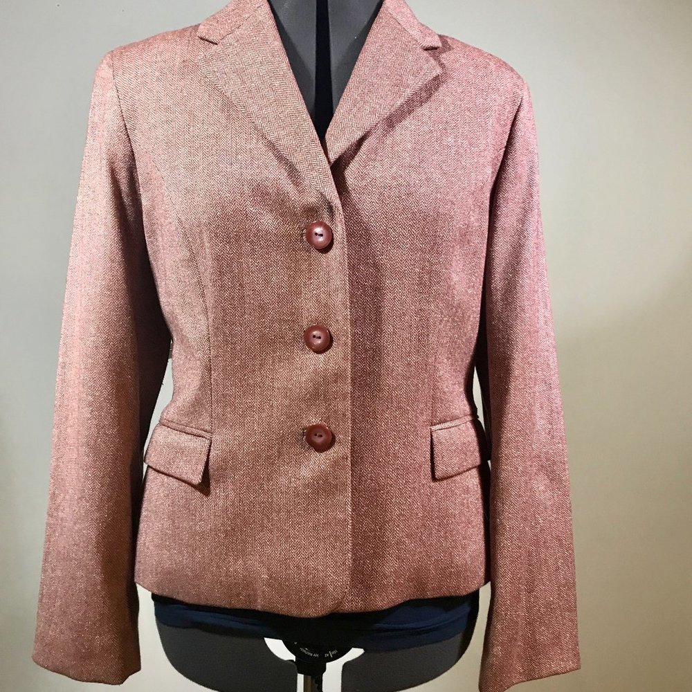 Valerie Stevens Cranberry Herringbone Blazer